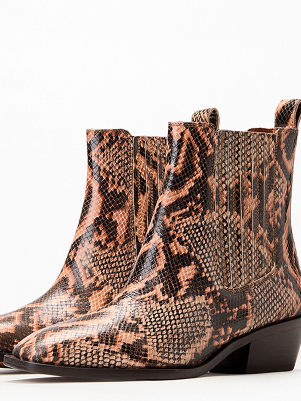 NWOT Seychelles Hold Me Down Brown Snakeskin Square Toe Boots Womens 8.5 Leather